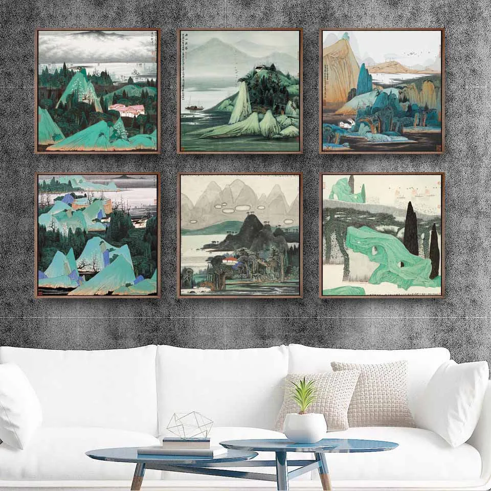Home Decoration Painting Print Canvas Wall Art Pictures Square Poster Oil Unframed Drawings Xue Liang Mountains and rivers | Дом и сад