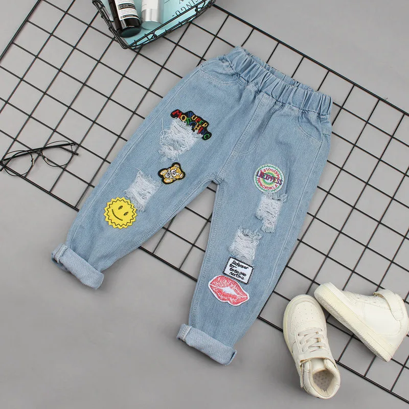  IENENS Spring Boys Jeans Trousers Kids Baby Boy Denim Pants Children Light Color Cowboy Long Pants 