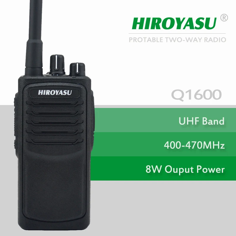 Высокое качество Двухканальные рации hiroyasu q1600 UHF 400-470 мГц 8 Вт 16 Каналы Портативный двусторонней Радио
