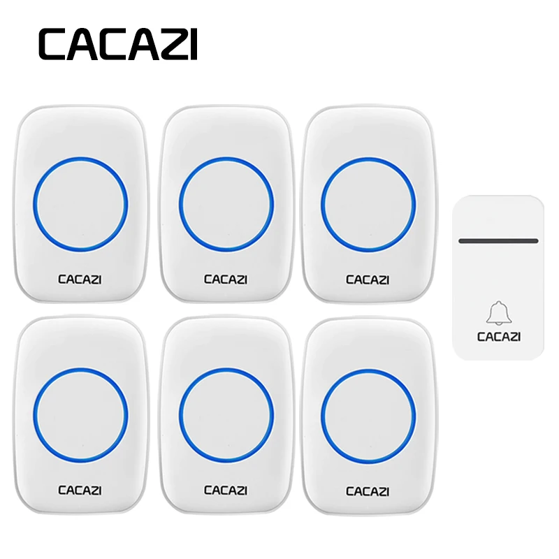 

CACAZI Waterproof Home Wireless Doorbell Self-Powered No Battery LED Light 200M Remote Calling Bell US EU Plug 3 Volume 38 Chime