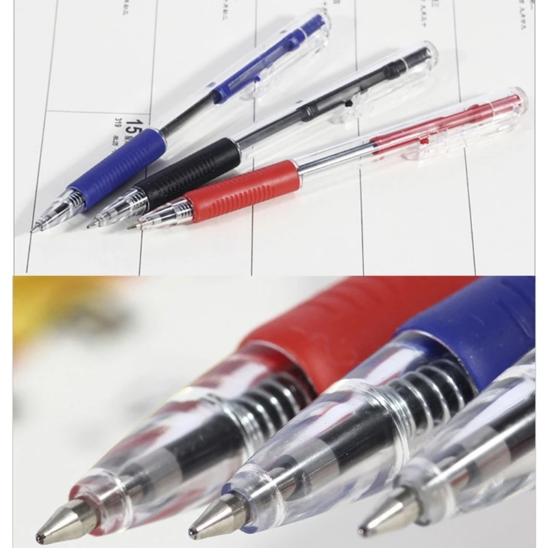 

1PC Plastic Ball-point Pen Red, Blue And Black Colors Ballpoint Custom Transparent Ballpoint Pen