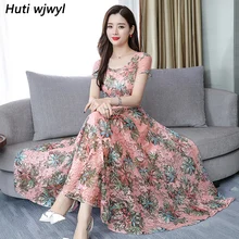 Облегающие вечерние платья, элегантные женские цветочные шифоновые богемные макси платья, летние винтажные 3XL размера плюс, пляжный сарафан миди с принтом