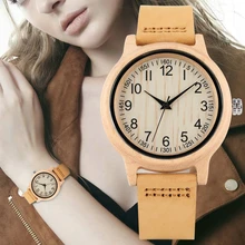 Women's Wooden Watch Maple Digital Pattern Dial Wristwatch for Lady Lightweight Quartz Wooden Watch Leather Strap Women's Wooden Watch Maple Digital Pattern Dial Wristwatch for Lady Lightweight Quartz Wooden Watch Leather Strap