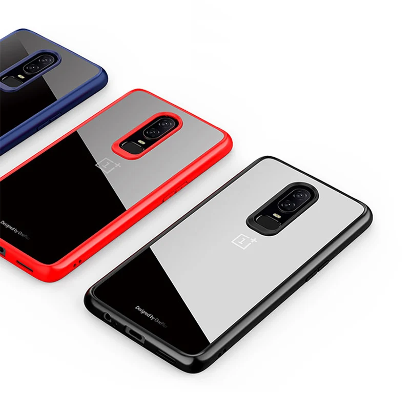 

DrLmm For oneplus 6 Two in one transparent phone case For oneplus 6 Soft TPU+PC Antifingerprint Leather Design phone Cover Case