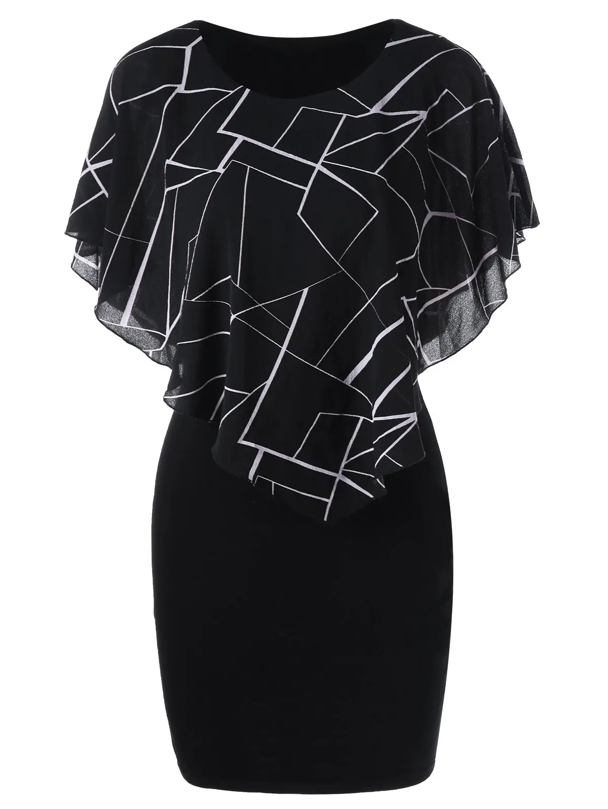 

Wipalo Plus Size Women Summer Elegant Ruffles Printed Mini Party Dress Daily Casual Bodycon Dress Office Ladies Vestidos Femme