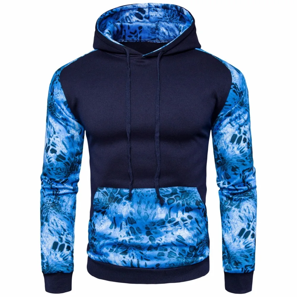 2017 New Fashion Hoodies Men Dark Blue Leopard Digital Print Male ...