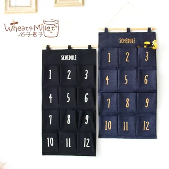 

new style 72X32cm Cotton linen Storage Bag wall hanging colthes organizer toys shoes storage Underwear collection GZMZ-01