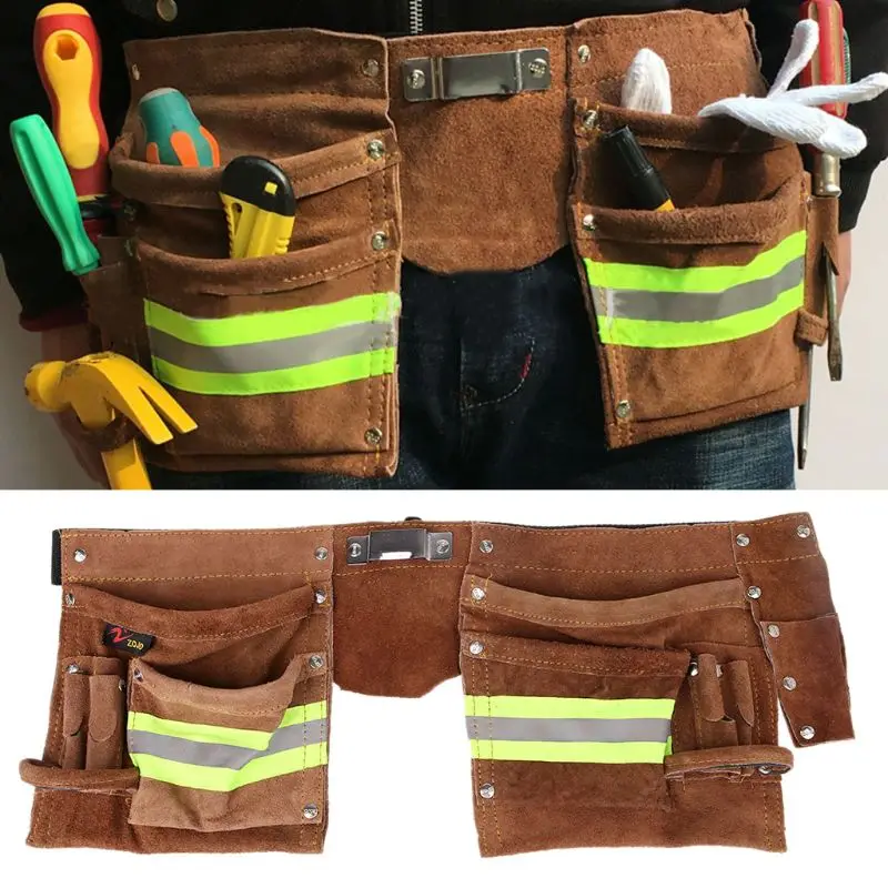 

Multi Tool Work Belt Leather Bag Storage Tools Reflective Waist Pouch Screwdriver Hardware Repair Holder