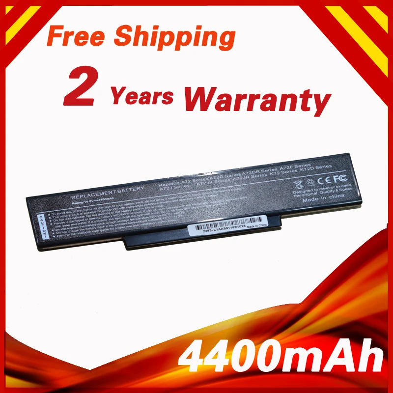 Продажа 4400 мАч аккумулятор для ноутбука ASUS A32 K72 A72 A72D A72DR A72F A72J A72JK A72JR K72 K72D K72DR K72F K72J K72K K72L K73 K73S N73SV