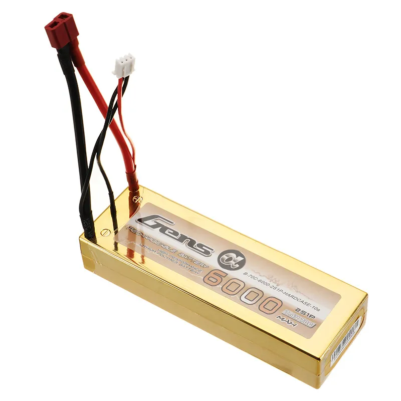Новое поступление Gens Ace 7,4 V 6000mAh 70C 2S перезаряжаемая Lipo батарея 4 мм разъем типа "банан" для Axial AX10 Scorpion 1/8 RC автомобиля