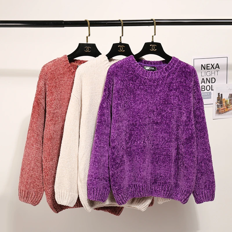 

Harajuku Warm Pull Femme Oversized Sweater Women's Autumn Winter Korean Fashion Loose Jumpers Shiny Lady Sweaters Pullovers Tops