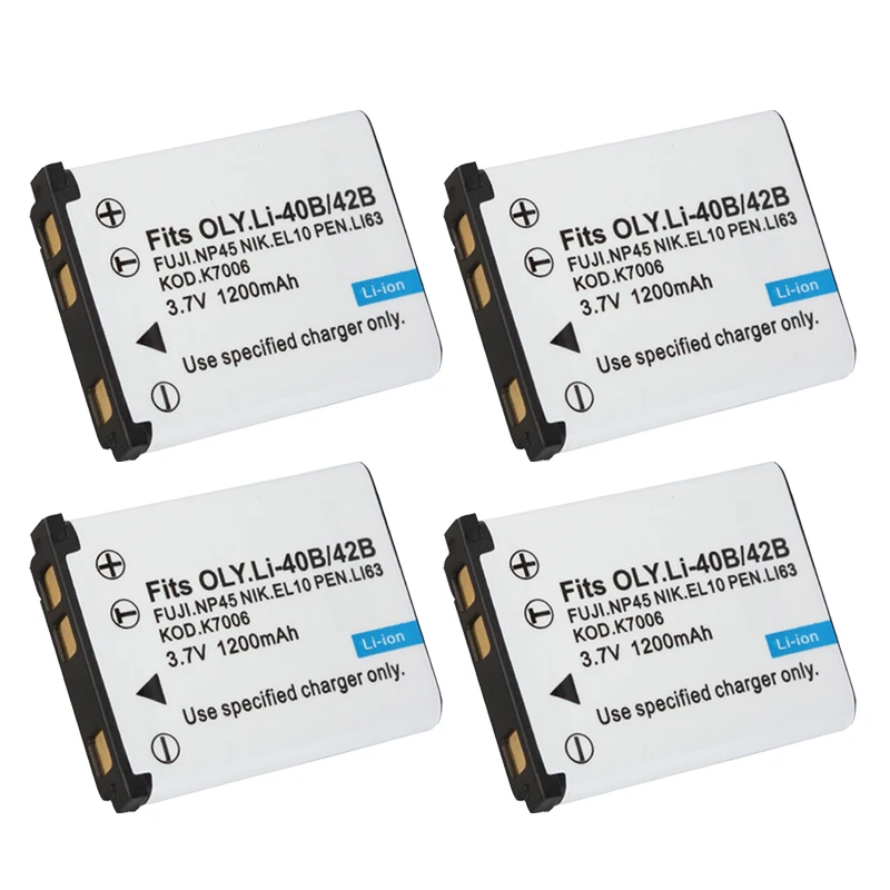 4pcs battery LI42B LI ion аккумулятор 42B LI-42B NP45 np 45 аккумулятор для Fujifilm EN-EL10 RU el10 для nikon для цифровой камеры OLYMPUS U710 FE230 FE340 FE290 FE360 li 40b - Цвет: 4pcs battery