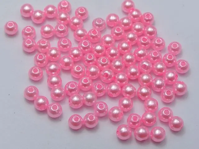 500 Pcs 6mm Plastic Faux Pearl Round Beads Hot Pink Imitation Pearl