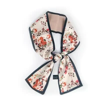 100*9 см цветочный принт дизайн шелковый шарф маленькая ручка сумка лента Женская Bufanda головной убор Длинные обтягивающие Платки женские шарфы