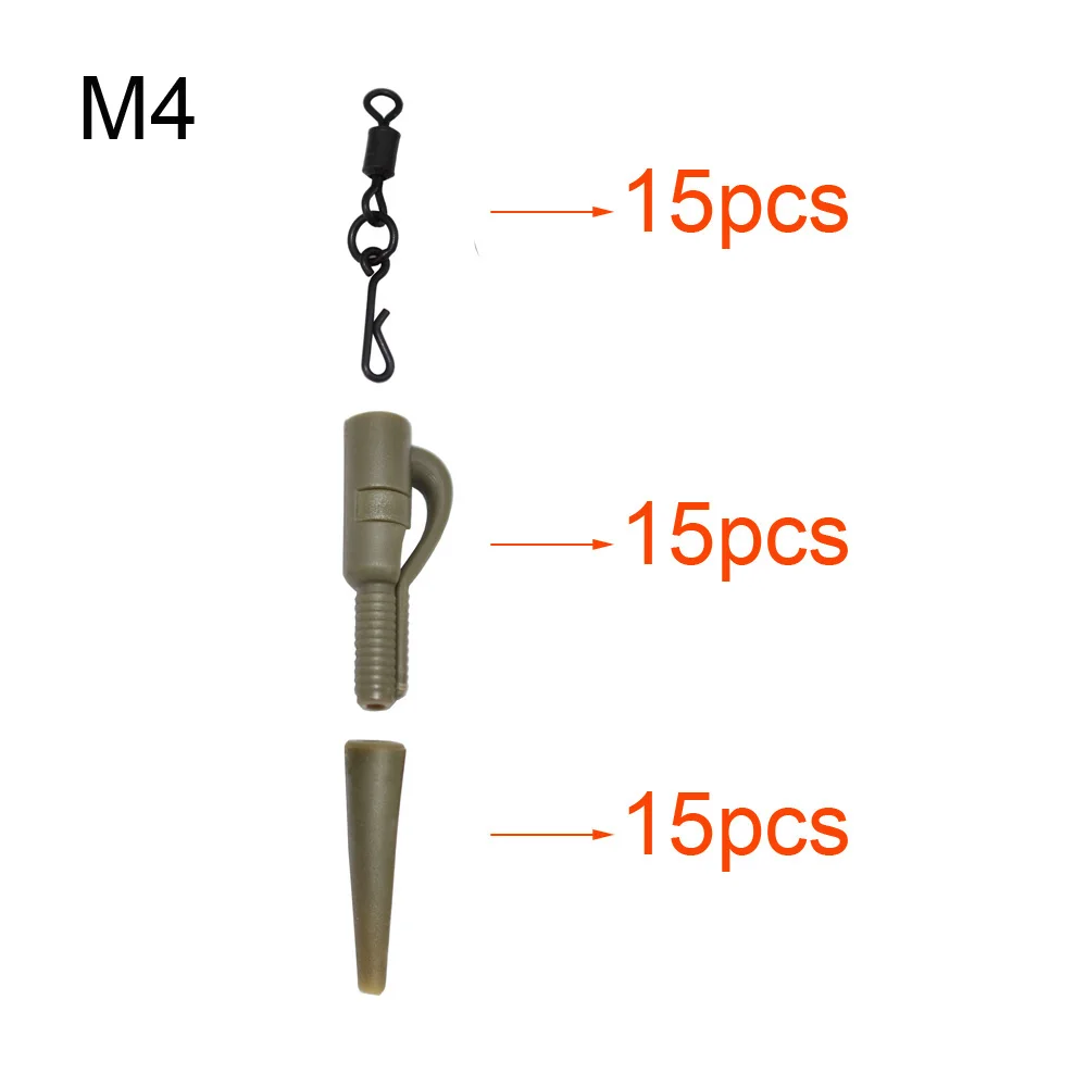 Рыболовный крючок, соединительная Клемма, снасти для волос, для ловли карпа, безопасный свинцовый зажим, рыболовные поворотные защелки, всего 80 шт. с 1 шт., инструмент для наживки - Цвет: M4
