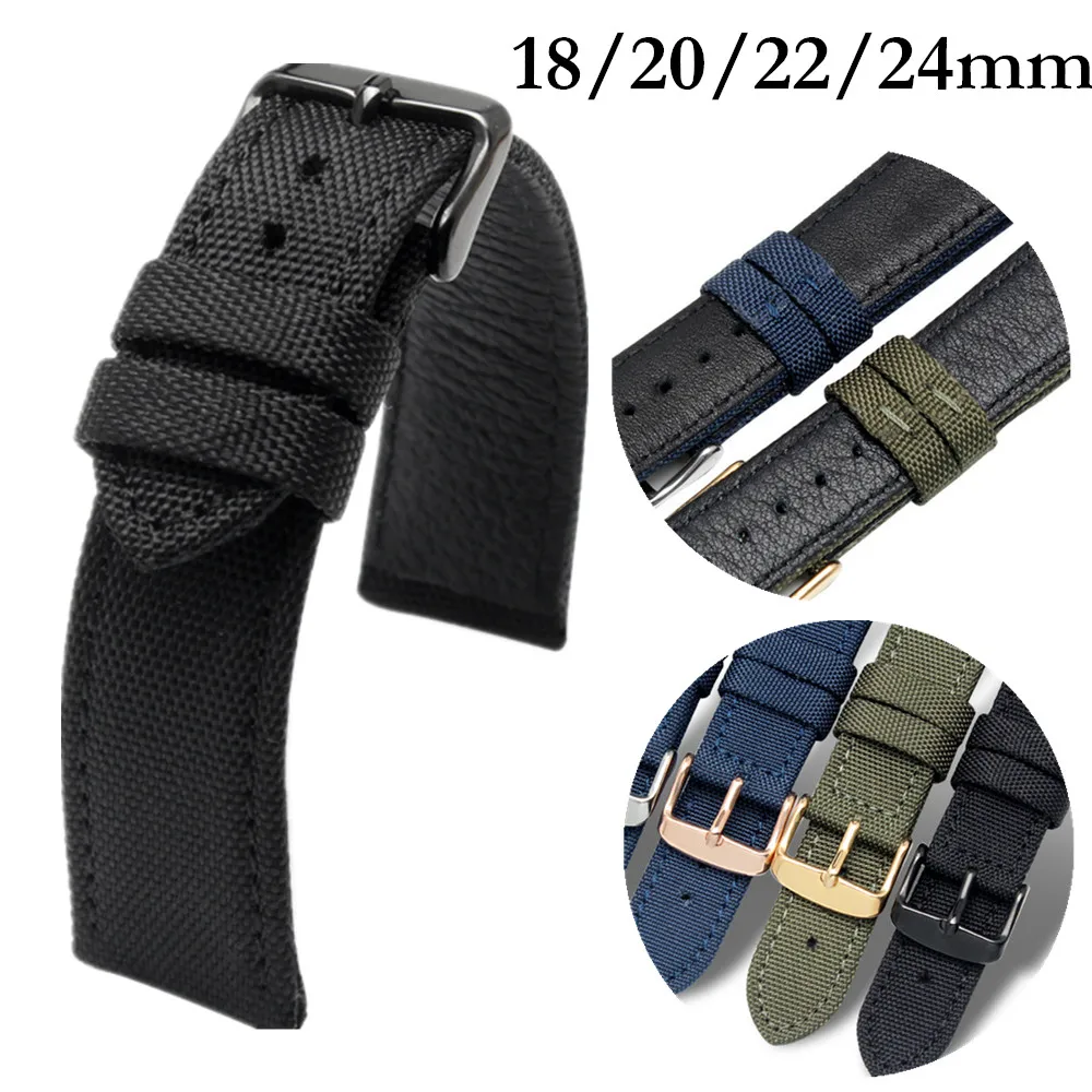 Нейлоновый кожаный ремешок для часов Omega для Rolexwatch Breitling Sport Watchstrap, цветной мужской браслет 18 мм 20 мм 22 мм 24 мм, инструмент