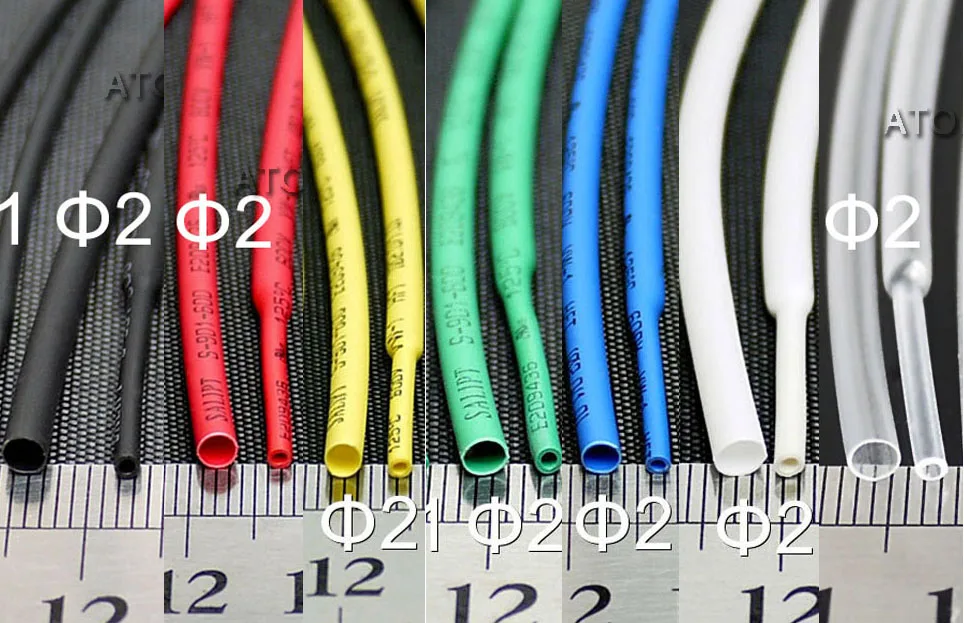 

2mm Diameter Polyolefin 2:1 Heat Shrink Tubing ROHS UL Selectable Color