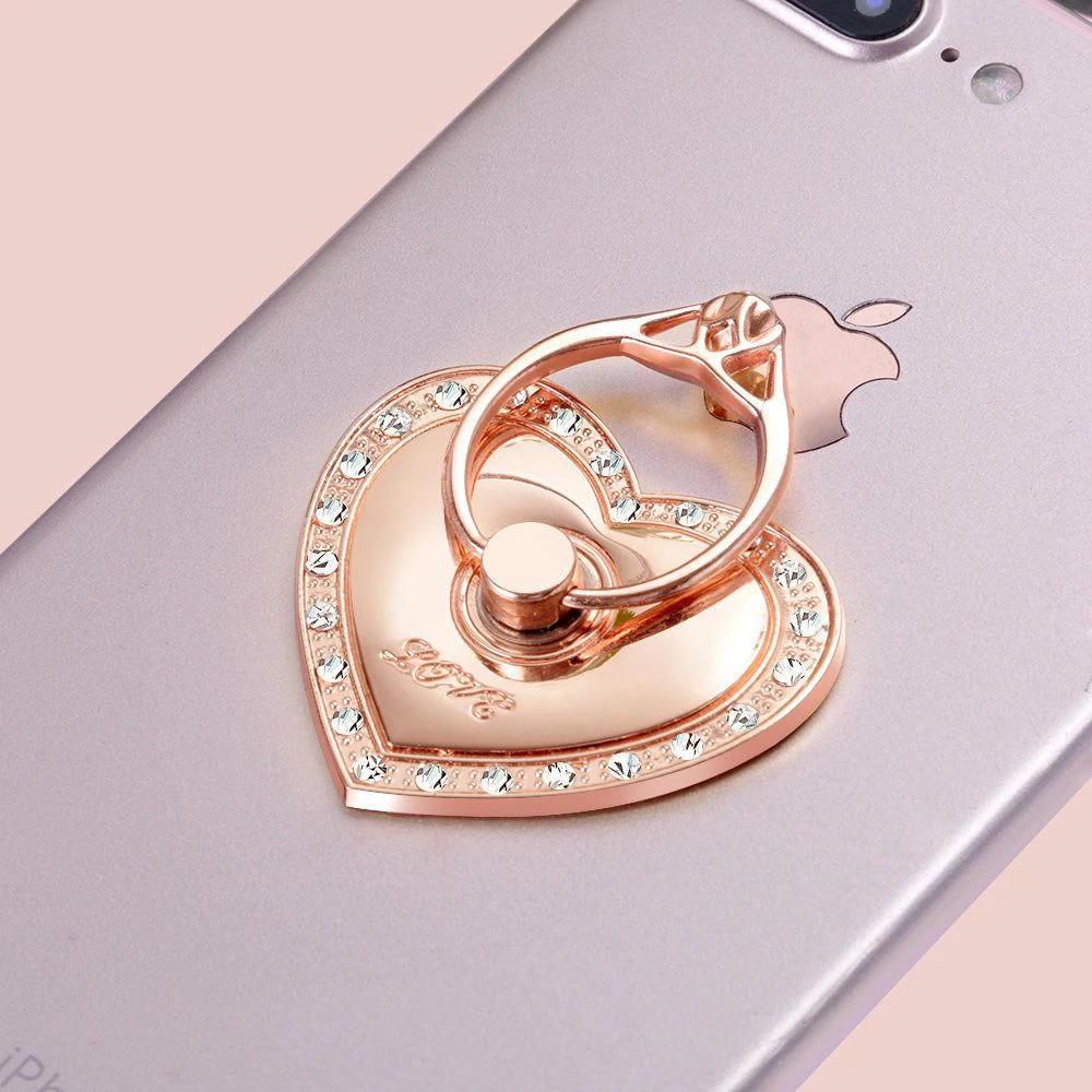 Универсальное милое гнездо в форме сердца, 360 градусов, металлическая подставка для мобильного телефона, кольцо-держатель на палец, бриллиант для iPhone, Xiaomi, huawei, всех телефонов