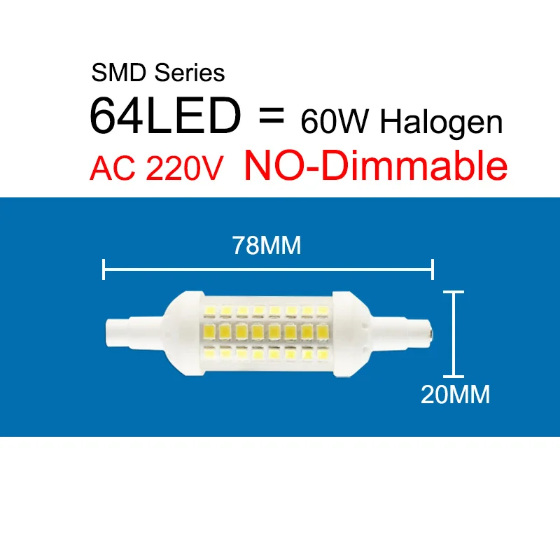 Зеленый глаз R7S J78 J118 J135 Светодиодная лампа с регулируемой яркостью лампа «Кукуруза» 78 мм 118 мм 189 мм заменить галогенные лампы 50 Вт Светодиодный прожектор светильник Точечный светильник AC 110V 220V - Испускаемый цвет: SMD 78mm 220V NonDim