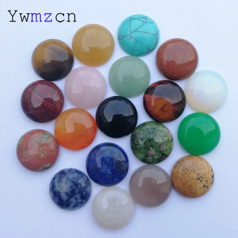 

fashion 20MM Natural Stone mixed round Beads for jewelry making cabochon charm Ring accessories 24Pcs/lot Free shipping