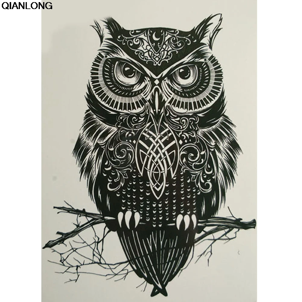 

1 sheet Owl Temporary Tattoo Black Waterproof Fake Tattoo Stick Paste Transfer Tattoo Decals Body Art Tattoo Sticker
