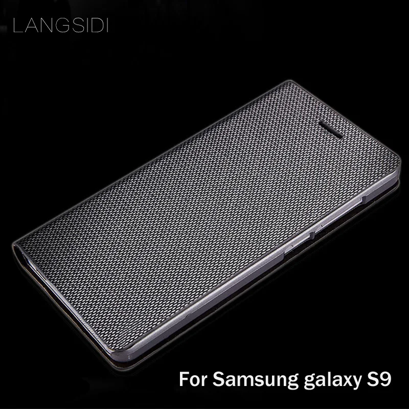 wangcangli brand genuine leather phone case diamond Pattern clamshell handphone shell For Samsung galaxy S9 All- handmade | Мобильные
