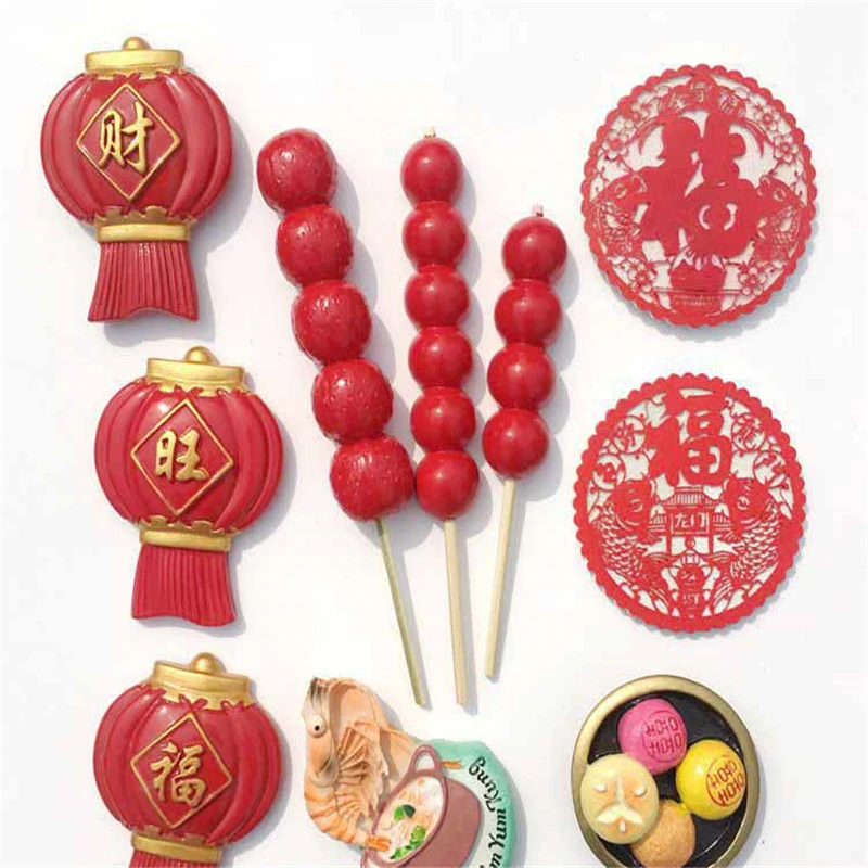 

Lychee Life Chinese Sugar-coated Haws Refrigerator Magnetic Sticker Creative Food Fridge Magnet Modern Home Decoration