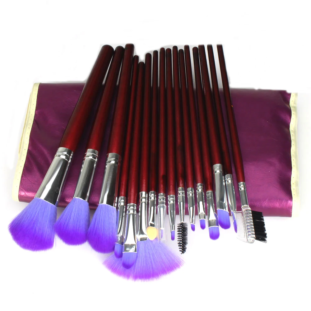 Professional 16Pcs Purple Makeup Brushes Cosmetic Brush Set with
