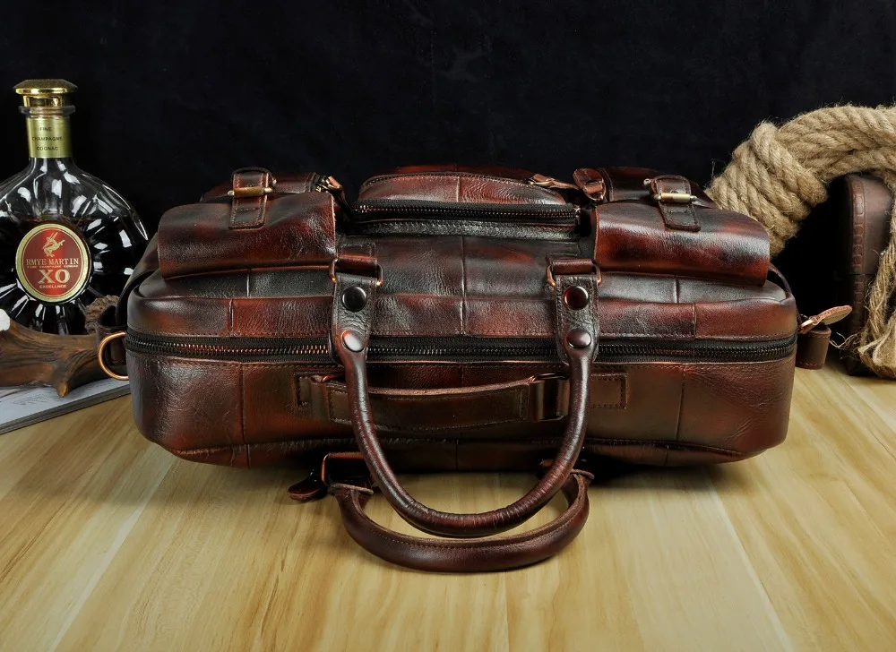  Original leather Men Fashion Handbag Business Briefcase Commercia Document Laptop Case Design Male 