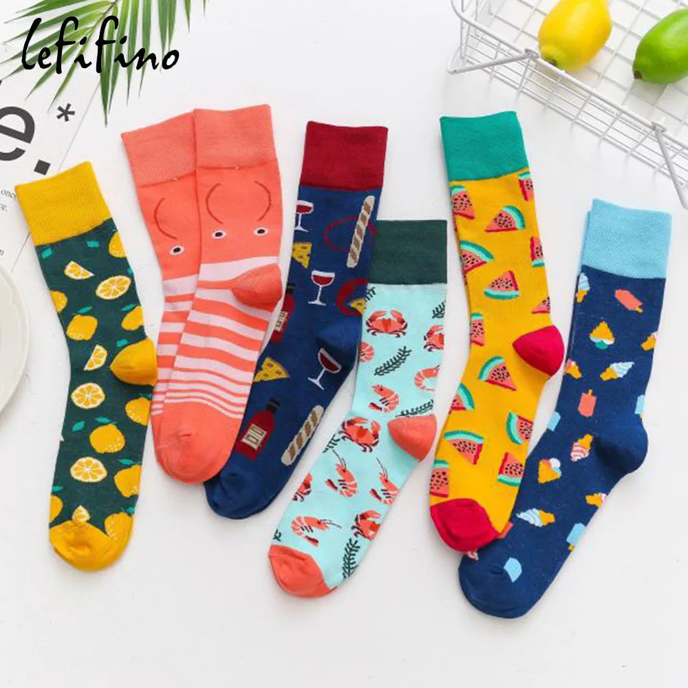 

Men Women Ice Cream Wine Socks Sweden Harajuku Happy Watermelon Fruit Socks Winter Colorful Art Funny Long Socks Cotton Ne77825