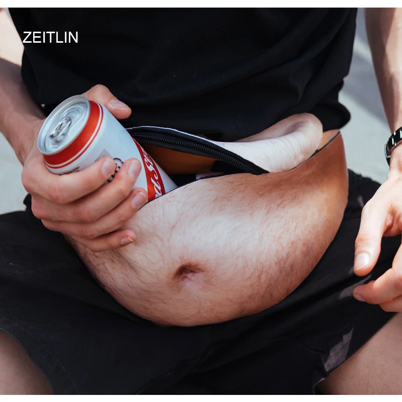 

ZEITLIN 3D Belly Pockets PU Men Beer Belly Waist bag Travel Phone Anti-theft Organizer Waist package Unisex Dadbag T1341