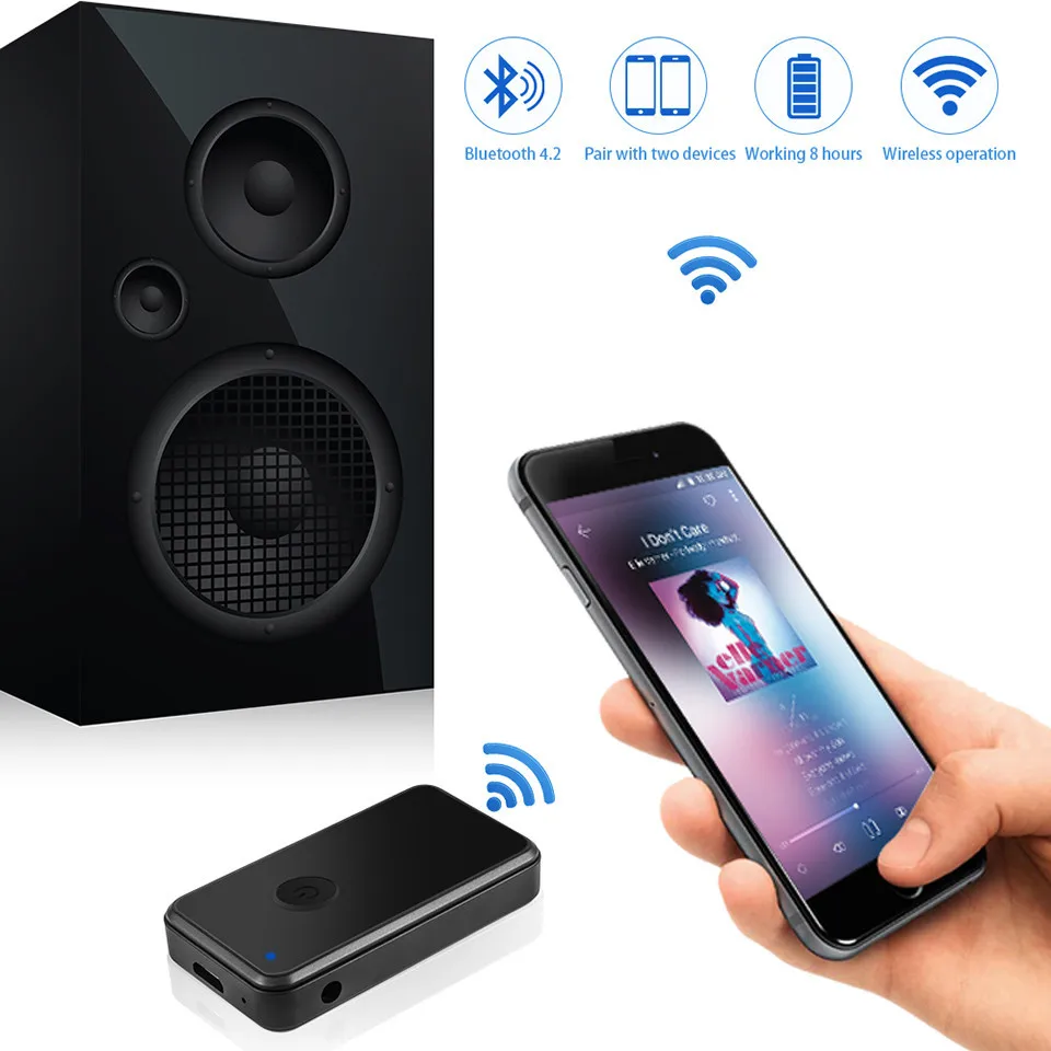 Wirelesss Bluetooth Transmitter Receiver 2-in-1 A2DP 4.2 Bluetooth Car Kit Aux 3.5mm Audio Adapter for TV,Home Stereo,Smartphone (10)