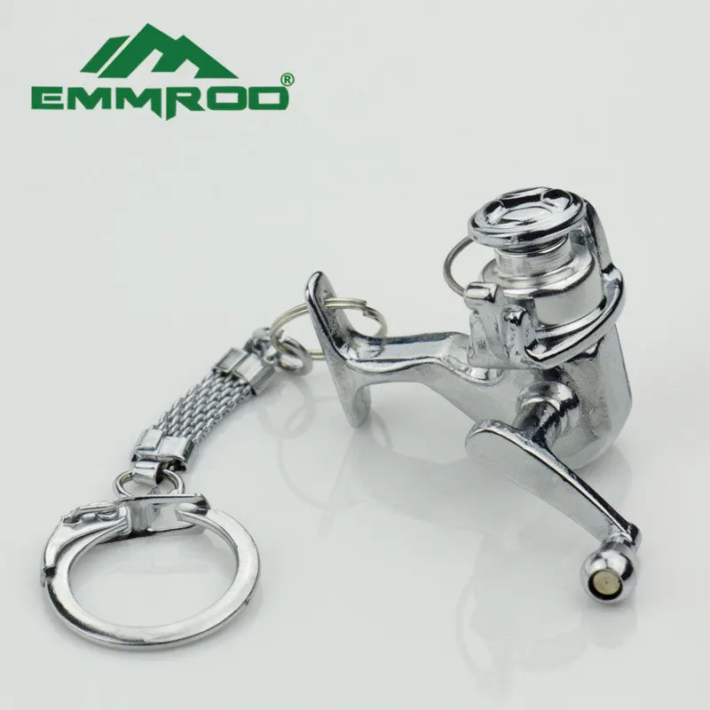 HOT Spinning Fishing Reel Key Chain Stainless Steel Silver Plated