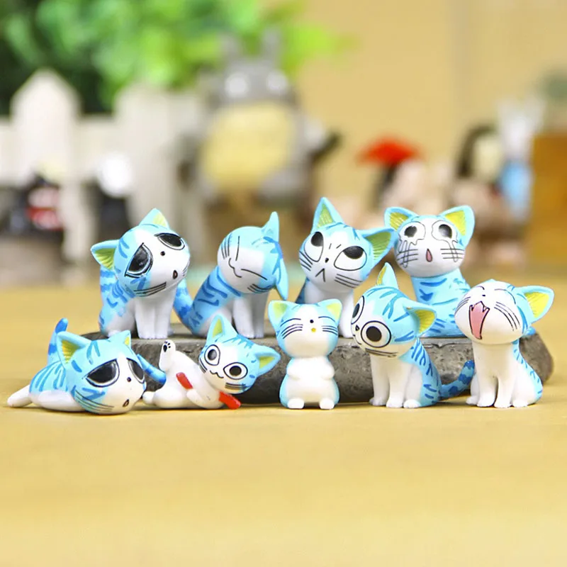 Children's 9Pcs/Set cartoon Cat miniature figurines cute lovely Model