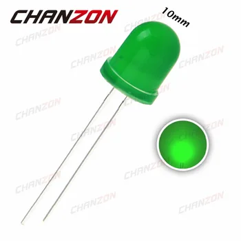 

50pcs 10mm LED Green Diffused Light Diode 20mA DC 3V Round DIP 10 mm Light-Emitting Diode LED Lamp Through Hole Bulb Light 3V