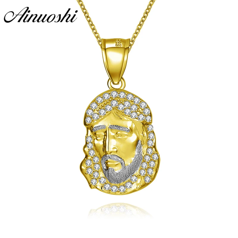 

AINUOSHI 10K Solid Yellow Gold Jesus Pendant Christian Religion Christ Head Disciple Priest Gold Jewelry 2.4g Separate Pendant