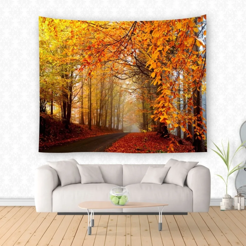 

Gold Forest Tapestry Wall Hanging Home Room Decor Beach Rectangle Blanket Yoga Bedspread TPY48 Sofa Cover Maple leaf Picnic Mat