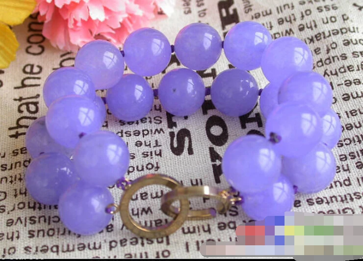 

0661 2row 8" ROUND lavender jade BEAD bracelet bangle