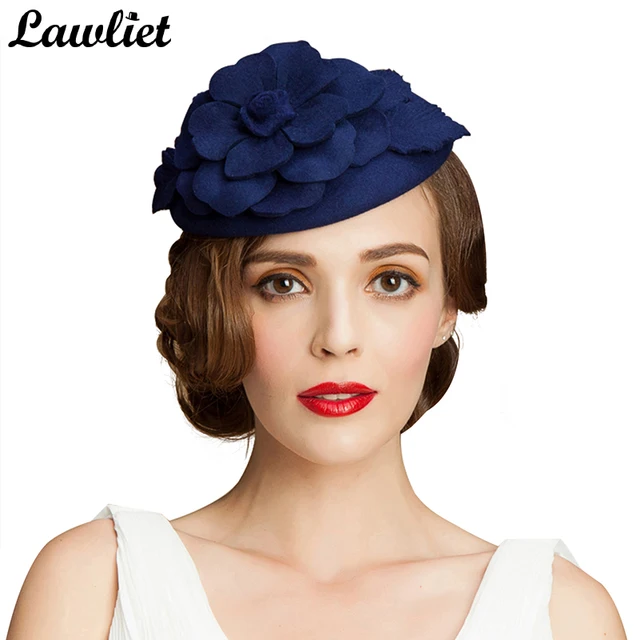 Autumn Winter Beret Hat Women Flower Wool Fascinator Hat GATSBY Style