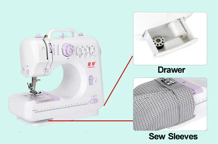 Бытовая многофункциональная швейная машина 505A электрическая настольная DIY одежда 12 стежков обратный детский швейный станок светодиодный светильник