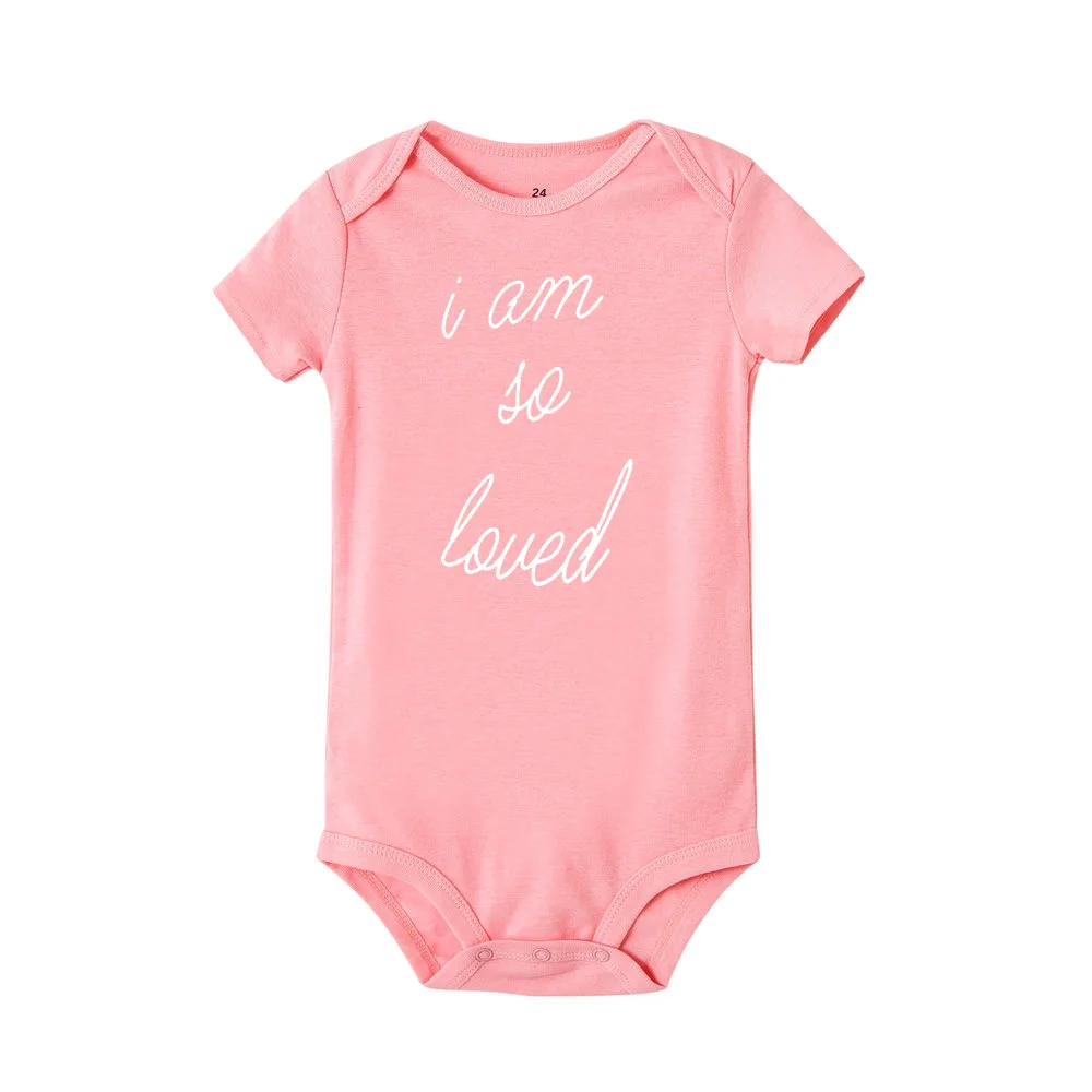 I Am So Loved Funny Cute Babe Onesie Newborn Baby Bodysuit Infant Short Sleeve Creeper Baby Boy Girl Clothes Body Suit