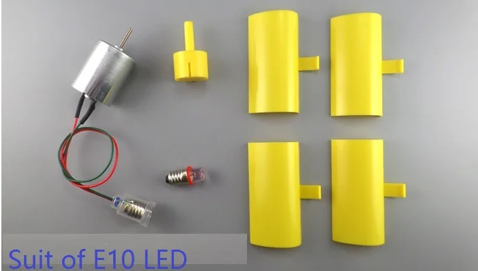 Вертикальный миниатюрный DC генератор энергии ветра модель использовать ветер генерировать электричество DIY для обучения эксперимента - Цвет: Suit of E10 LED