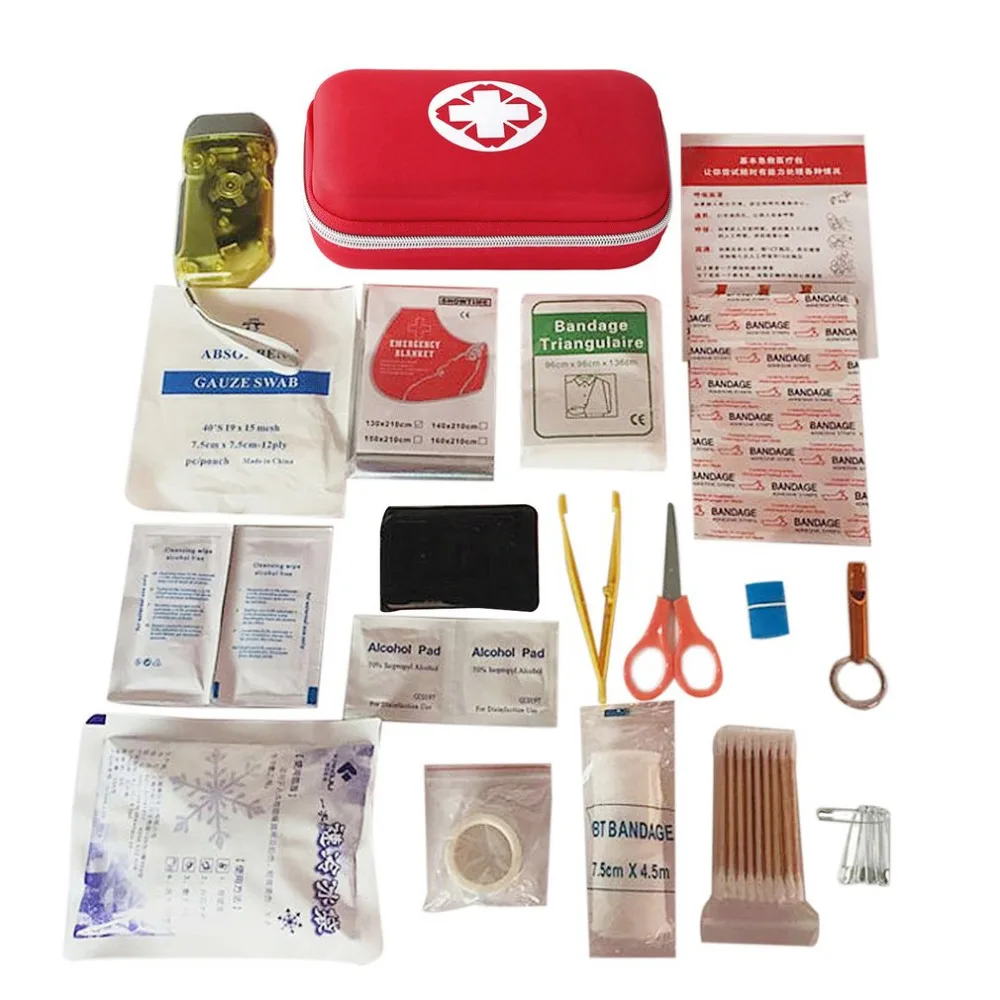 18pcs/pack Safe Outdoor Wilderness Survival Travel First Aid Kit