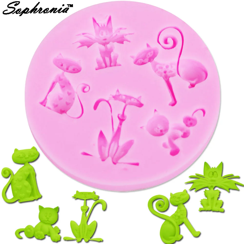 

Sophronia Cats Shape Silicone Molds Fondant Cake Moulds Handmade Mold Cake Cooking Decorating Tools F1071