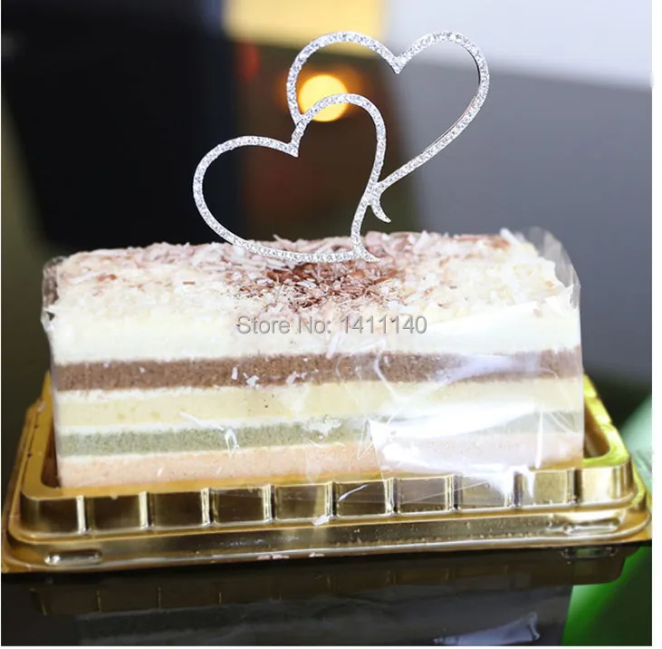 2 шт./лот ошейник украшенный фальшивыми алмазами, двойное кольцо с сердечками, топпер для торта в форме сердца украшение для свадьбы дня рождения