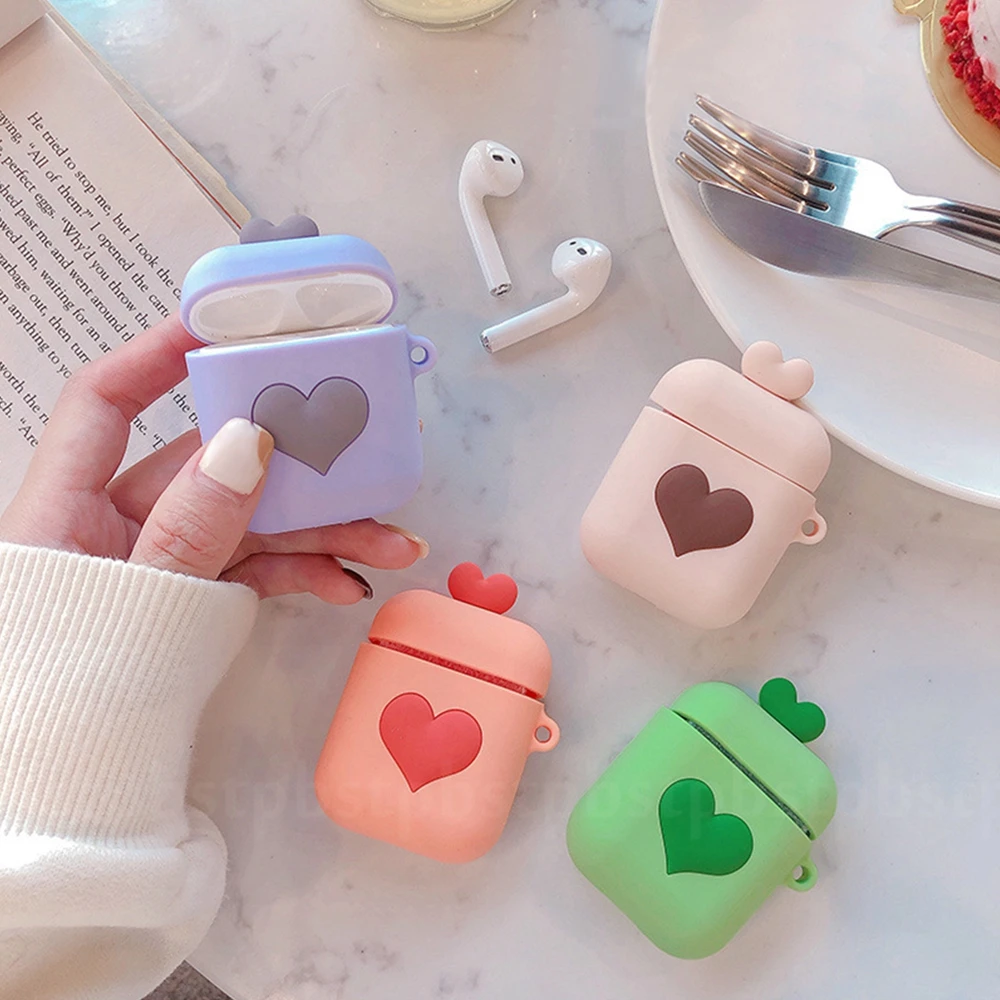 Love Heart чехол из ТПУ для Apple Airpods 2 Чехол Ультра тонкий беспроводной Bluetooth чехол для наушников Чехол Для Air Pods защитный корпус