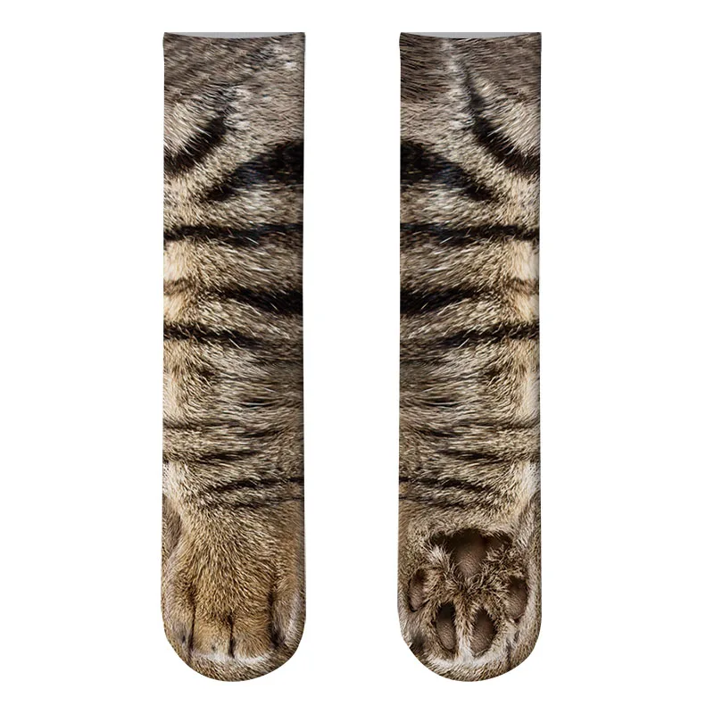 Новые носки с объемным принтом в виде лап животных для взрослых, длинные эластичные дышащие носки унисекс с рисунком кота, собаки, лошади, зебры, свиньи, кошки