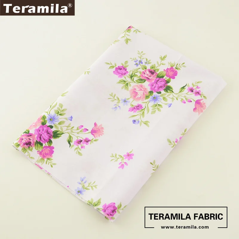 Teramila Fabric 100% Cotton Tissue Fat Quarter Sewing Material Bed Sheet Quilting Textile Printed Blooming Pink Flower Design|fat quarters|designer