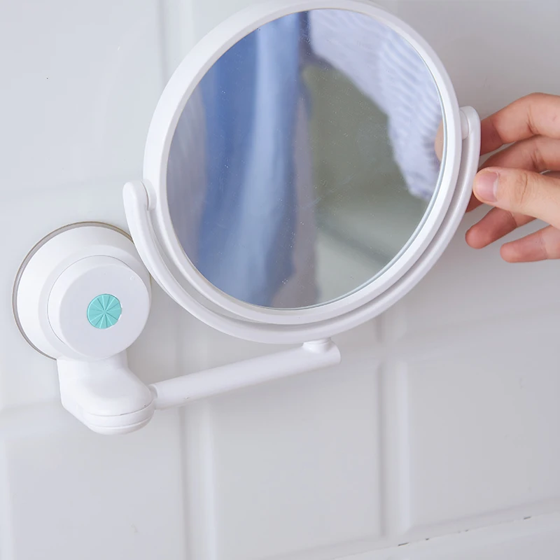 NarwalDate مورديرن الحفر خالية مرآة حمام ماكياج الغرور حلاقة مرايا جدار شفط للطي الذراع تمديد جولة حمام الملحقات