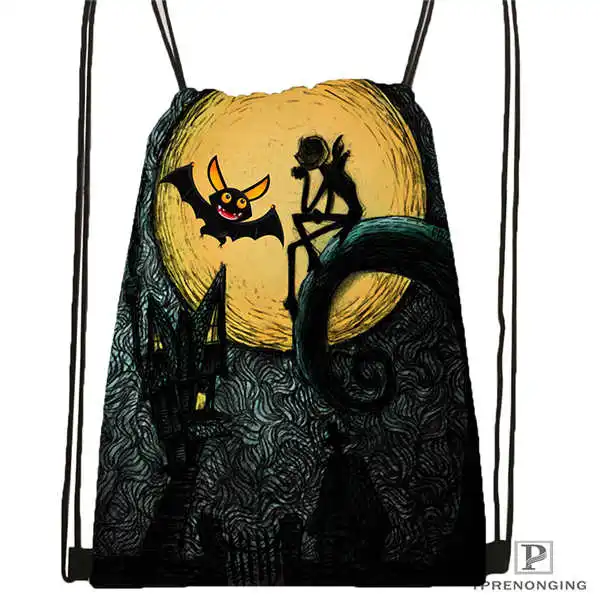 Drawstring Backpack Пользовательские Кошмар. Перед. Рождественская походная сумка на шнурке милый рюкзак для детей(черная спинка) 31x40 см#180531-03-27 - Цвет: Drawstring Backpack